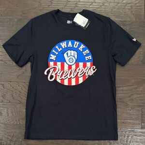 New Era MLB Milwaukee Brewers Tshirt Men’s Large Navy NWT